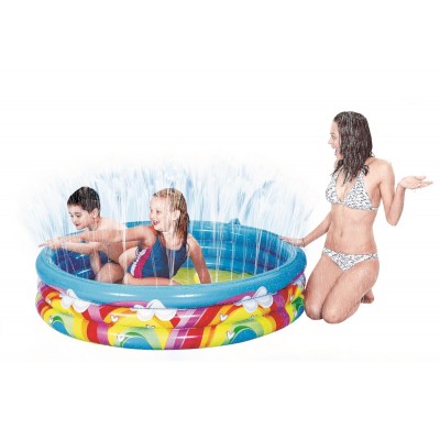 59" Hearts, Rainbows, and Clouds Inflatable Children's Spray Swimming Pool   